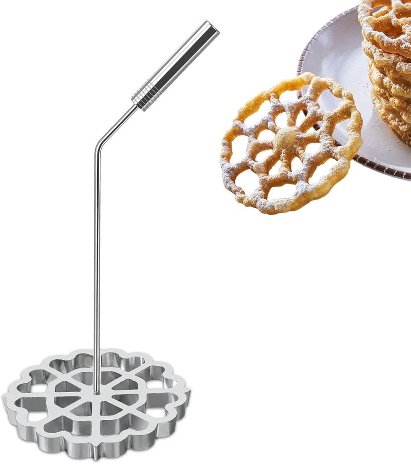 RO*TEL Bunuelos Mold with Handle,Rosette Timbale Iron Set Aluminum Waffle Molds with Handle,Funnel Cake Ring,Molde Para Buñuelos De Viento Maker Mexicanos,Rosette Cookie Cutter Tool - Image 1